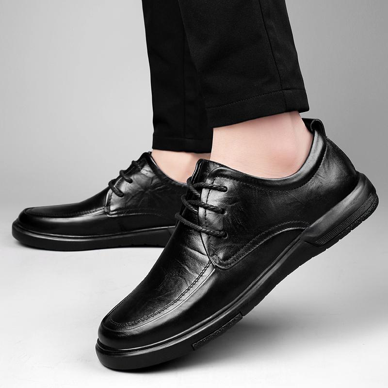 New Business Leather Casual Lace Up Oxford Shoes for Men’s Comfortable Anti-Slip Outdoor Slip On Sneakers Fashion Retro Leisure