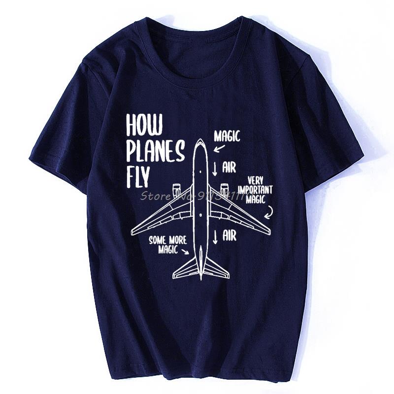 Men's How Planes Fly Engineer Pilot Airplane T Shirt Cotton Tshirt Casual Short Sleeve O-Neck Tees T-Shirt Harajuku