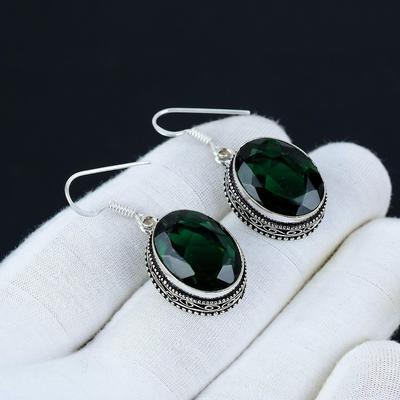 Green Tourmaline Earring, 925 Sterling Silver Earring, Handmade Silver Earring, Antique Earring, Green Tourmaline Gemstone, Gifts For Mother