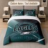 Custom Bedding Set Philadelphia Eagles Pattern, Print Name Text 1 Duvet Cover plus 2 Pillowcases Home Textile