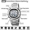Skmei Steel Strap Mens LED Digital Watches Original Brand Waterproof Sports Wristwatch Fashion Multifunctional Dual Time