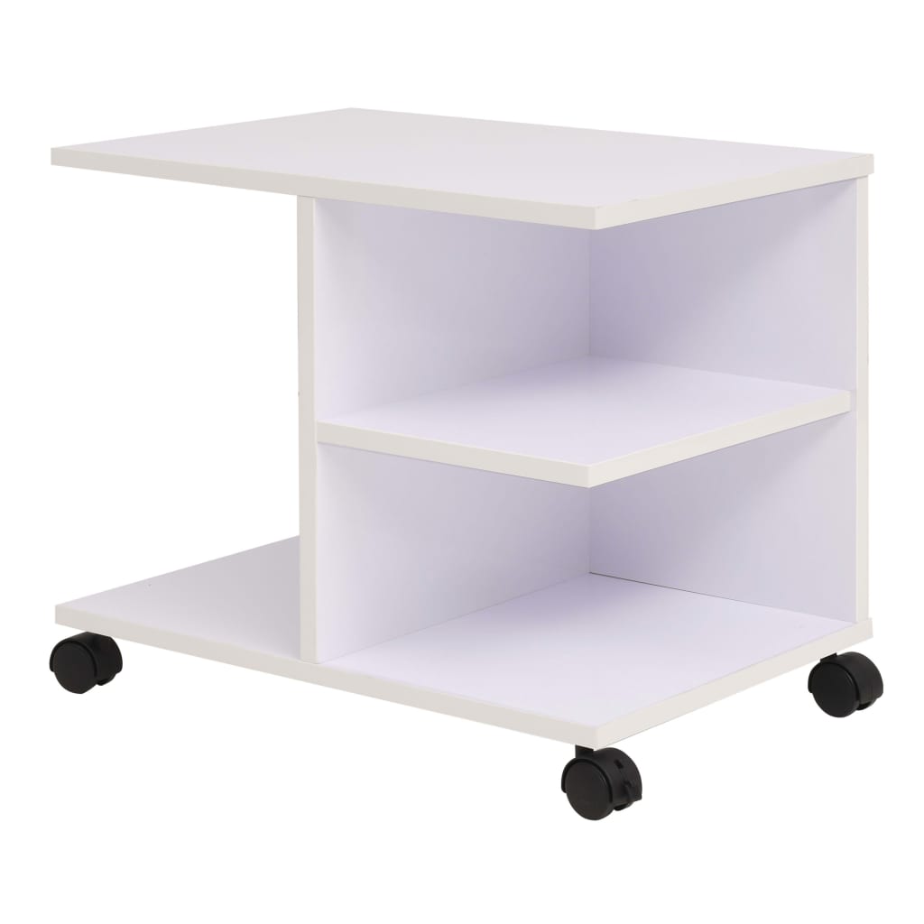 Side Table with Casters 50*35*42 cm White