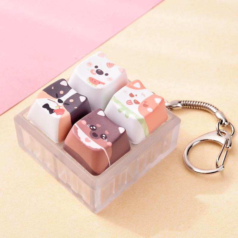 Cute Dog Squeeze Keychain Creative Stress Relief Fidget Pendant Mini Sensory Toy for Handbags Kids Party Gifts