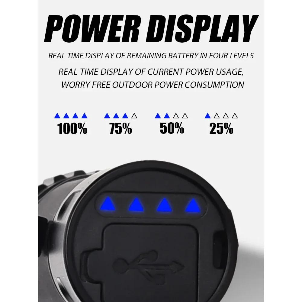 1100LM Powerful EDC LED Flashlight USB Rechargeable Tactical Torch With 18650 Built-in Battery Outdoor Camping Fishing Lantern