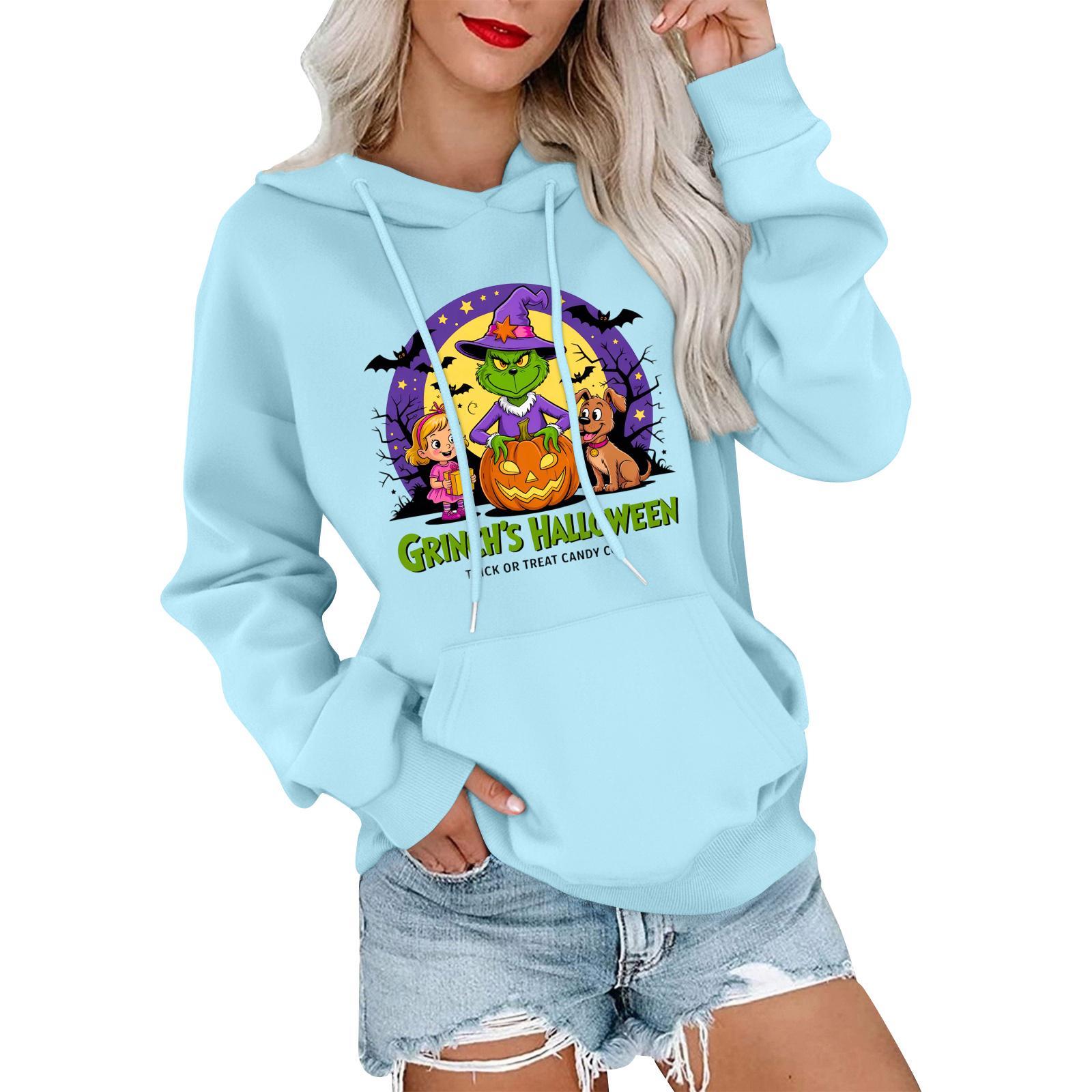 

Женский повседневный удобный свитшот с капюшоном, длинным рукавом и рождественским принтом XL небесно-голубой