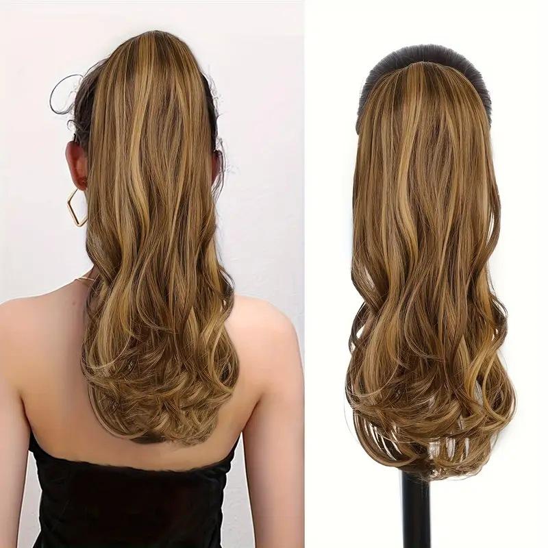 European American Wig Drawstring Ponytail Women's Layered Roll Big Wave Micro High Extension