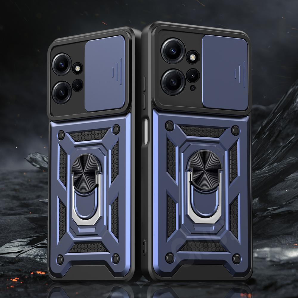 For Redmi Note 12 4G 5G Camera Shockproof Armor Case For Redmi Note 13 12 Pro Plus Car Magnetic Holder Ring Protect Cover