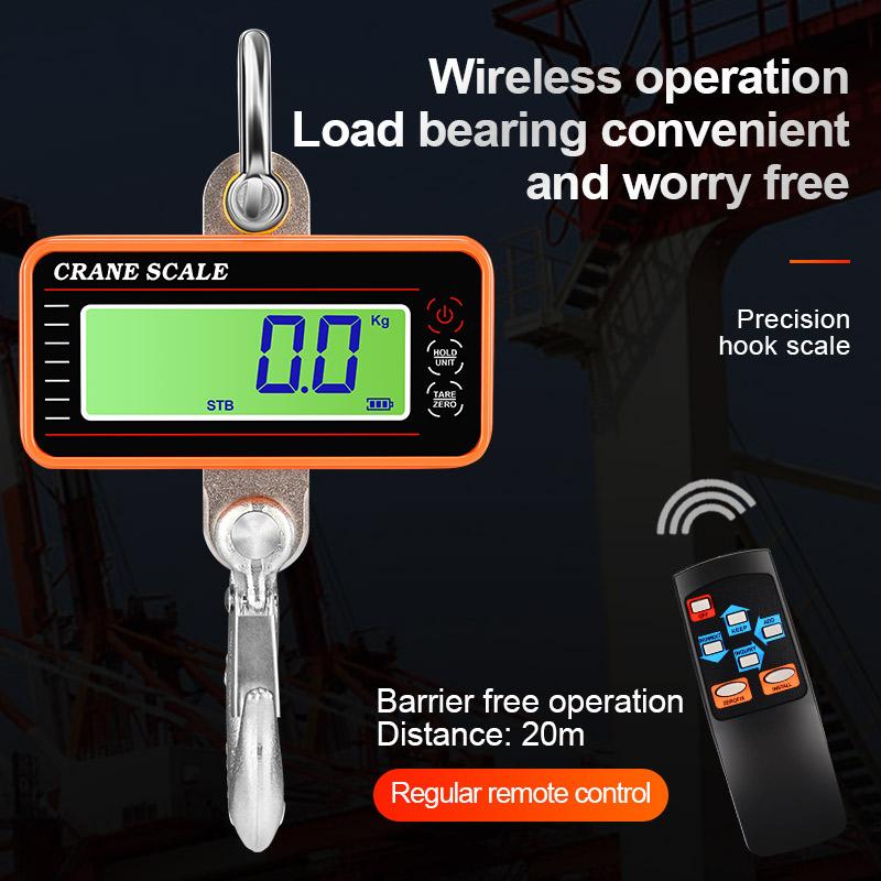 Digital Crane Scale 1500kg/1T/500kg LCD Industrial Heavy Duty Scales Hanging Hook Alloy Shell Weight Blance 65ft Remote Control