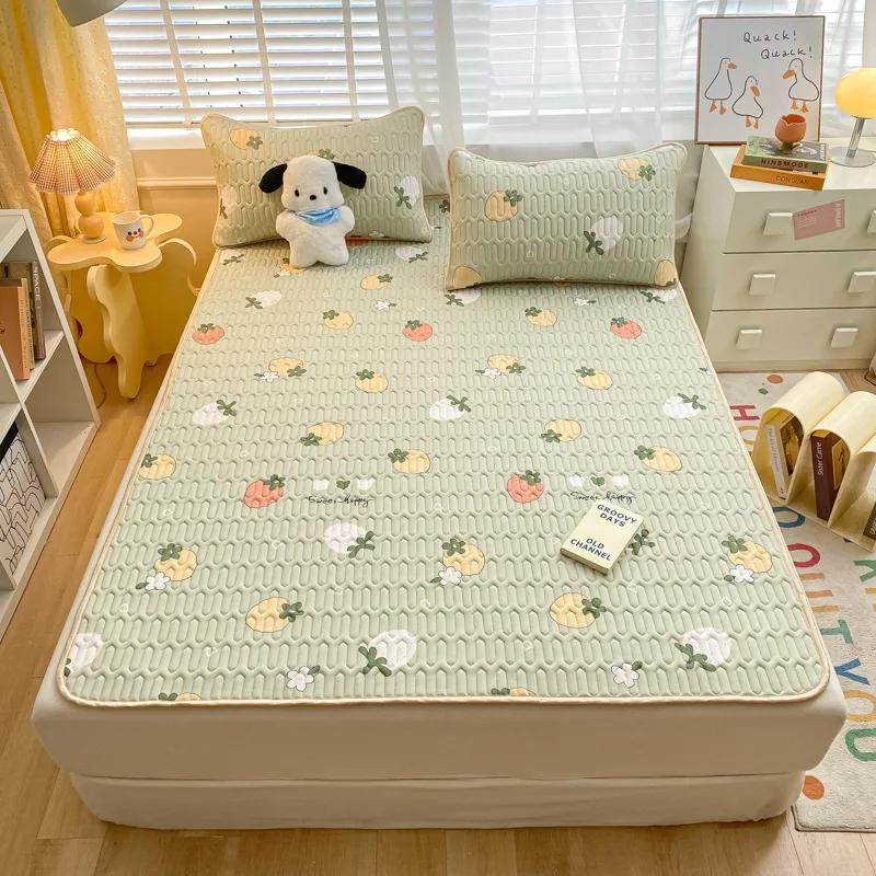 

Thickened mat three-piece set summer wormwood cool ice silk air conditioner mat dormitory students can wash soft mat 90x200cm 2pcs