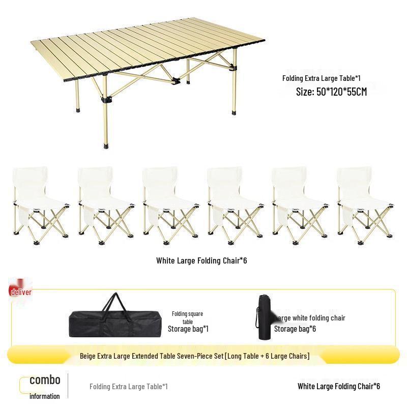 Portable Outdoor Folding Table and Chair Set - Egg Roll Design for Camping and Fishing