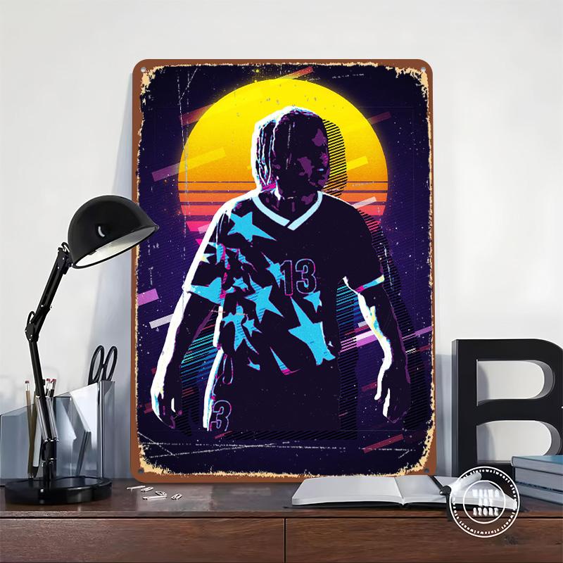 Soccer Player of All Time Printed Poster Customized Wall Art Retro Vintage Metal Tin Signs for Home Aesthetic Decoration Room