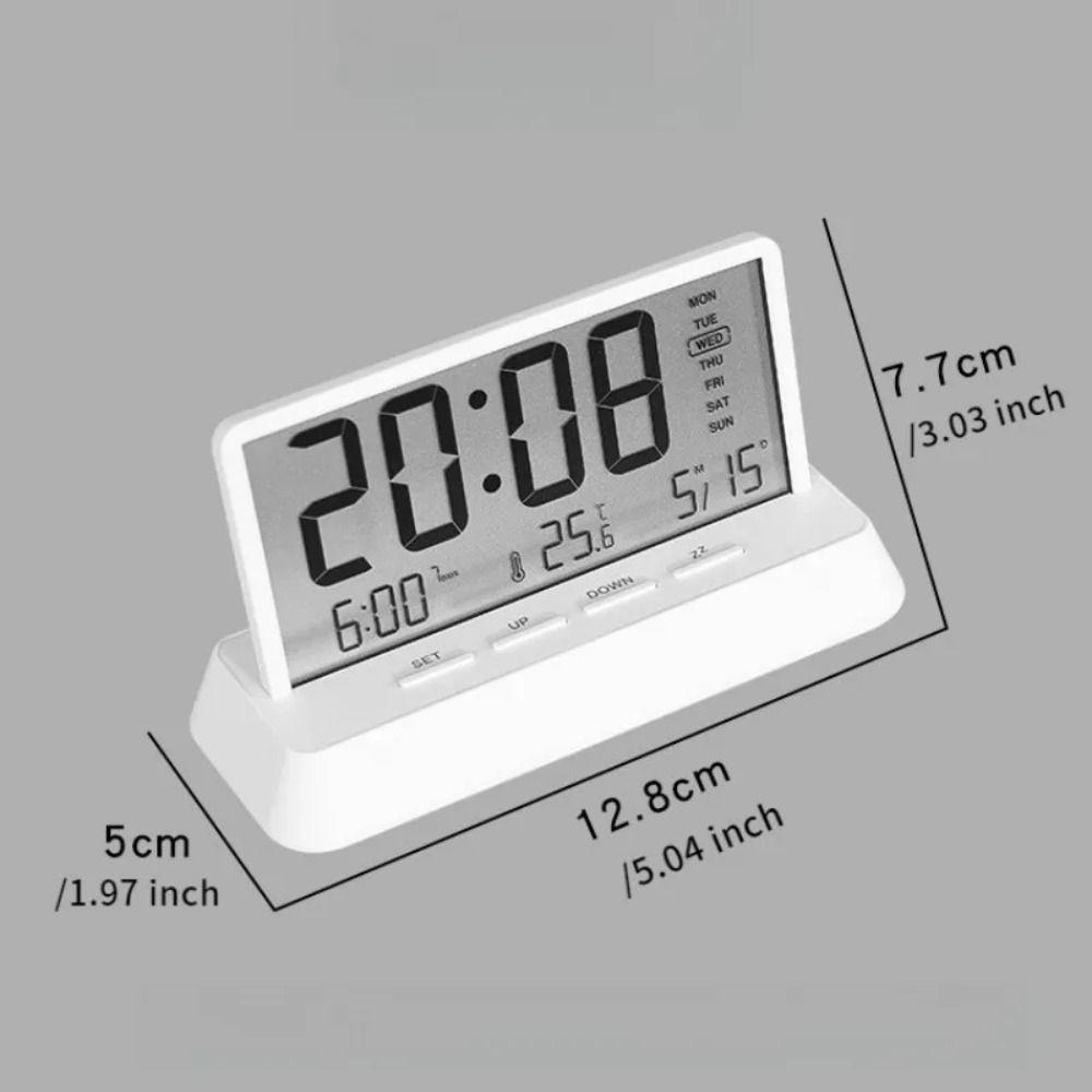 Temperature Date Week Display Table Clock 12/24H Desktop Clock Transparent Alarm Clock  Room