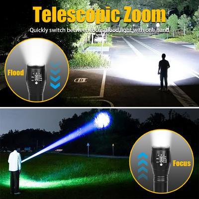 UV Taschenlampe Lila Weiß Duales Licht 395nm Ultraviolette Taschenlampe Zoom Taschenlampe Detektionsbeleuchtungslampe für Haustierflecken Jagd