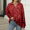 Women's Summer Fashion Casual  Printed V-Neck Long Sleeve Shirt Top