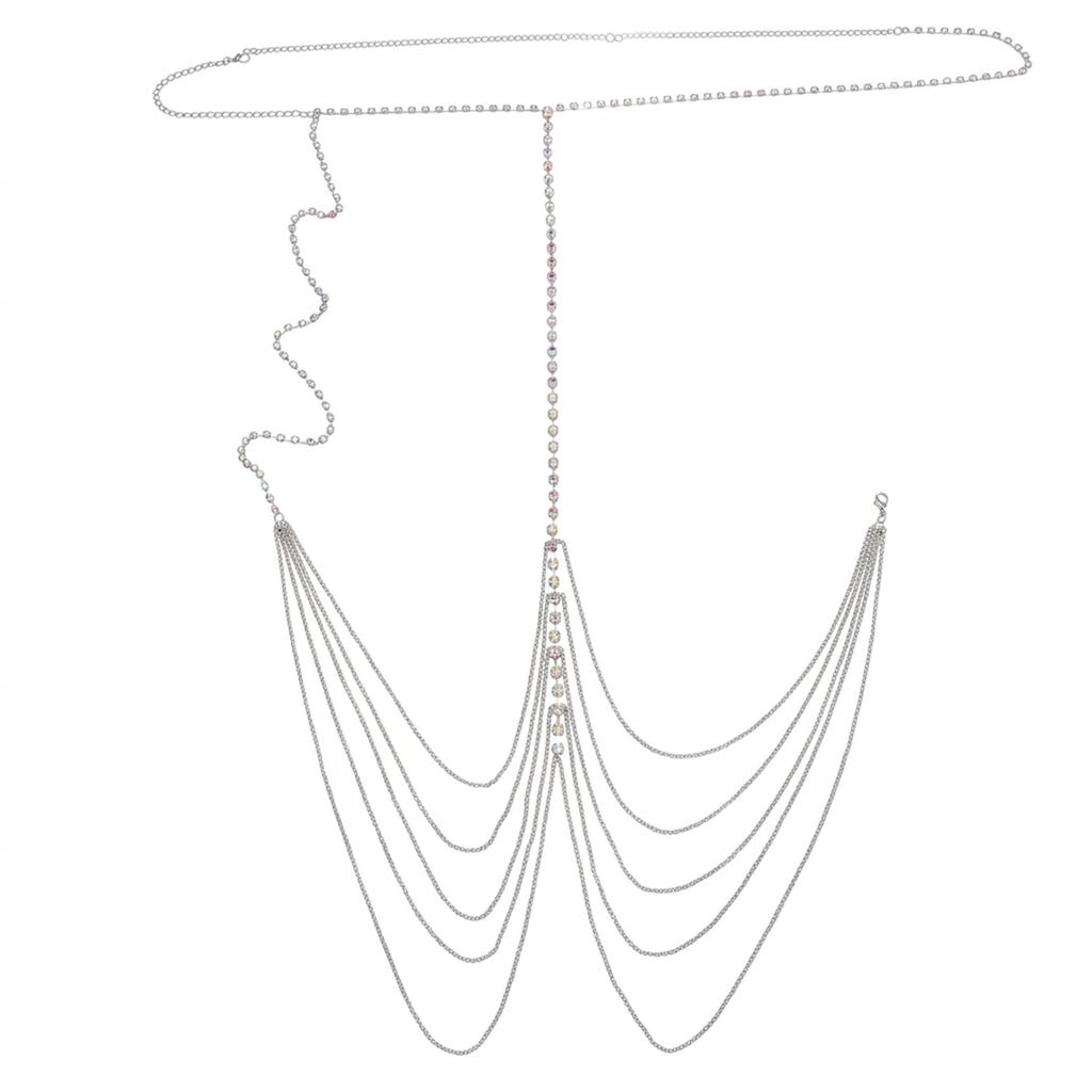 Multi-Layer Thigh Chain with Rhinestone Decoration for Evening Dresses and Beach Parties