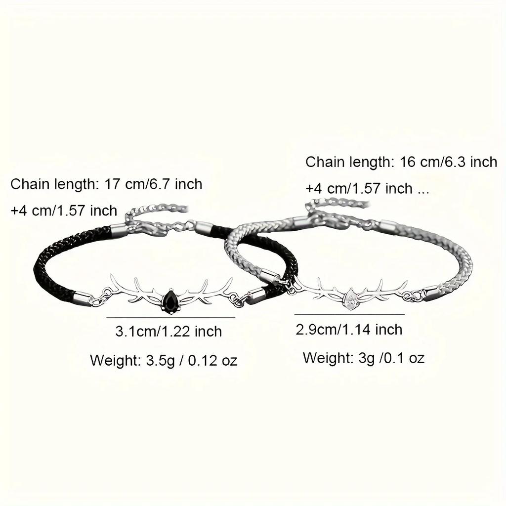 Deer Horn Heart Bracelet Copper Zircon Zircon Style for Women Valentine's Day Christmas Gift