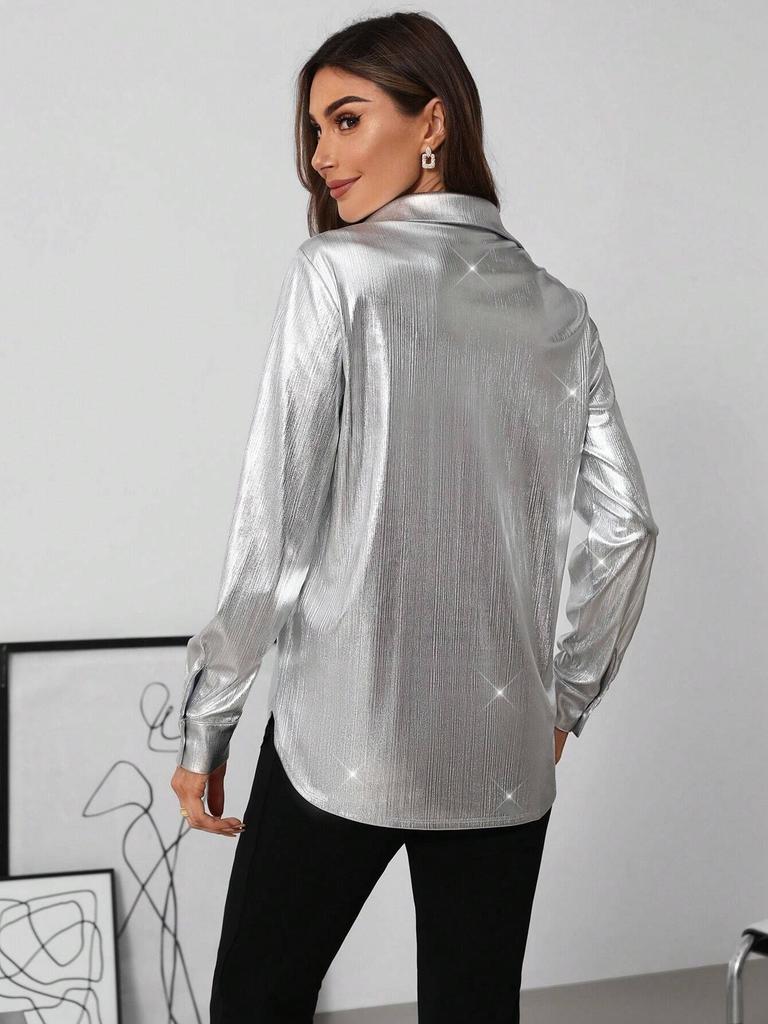 Ladies Elegant Spring Summer French Long Sleeve Jacquard All Match Blouse Shirt Top