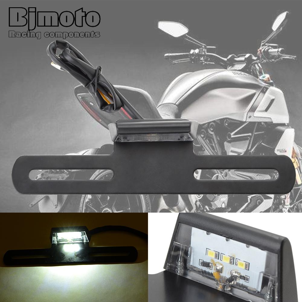 1pc 12V 1W Motorcycle Aluminum License Plate Holder Bracket Support White 3 LED Light Motorbike Scooter Number Plate Light