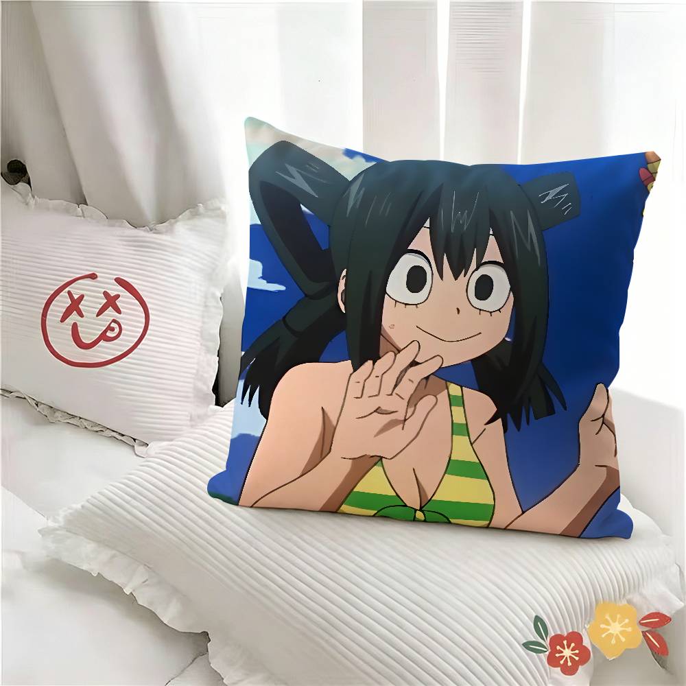 pc Cartoon Tsuyu Asui Cute Anime Pillow Case Fashion Square Pillowcase Bedroom Sofa Room Ins Decoration Leisure
