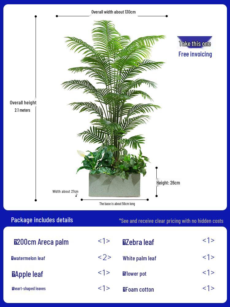 Luxury Fishtail Palm Artificial Tree for Indoor Living Room Decor - Bionic Green Plant In Pot for Floor Landscaping.