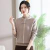 New thin middle-aged and old autumn long-sleeved top knitted pullover autumn dress middle-aged women's mother bottoming shirt