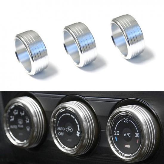 

Silver Aluminum AC Climate Control Knob Ring Covers For Subaru Impreza WRX/STi