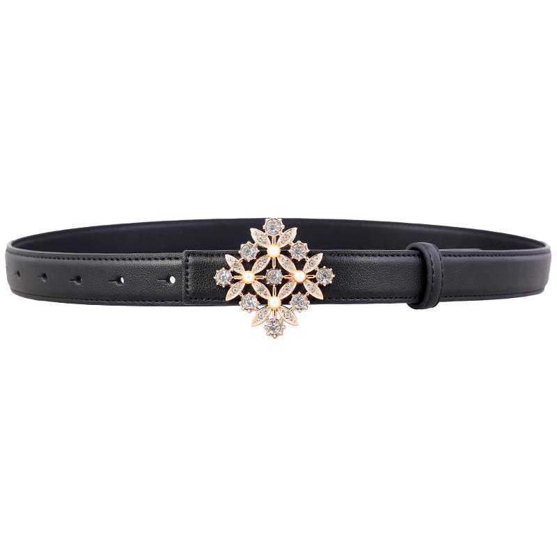 Female Leather Belt With Water Drilled Embellishments For Casual Wear And Dresses