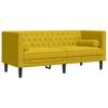 3 Piece Chesterfield Sofa Set with Neck Pillows Yellow Velvet