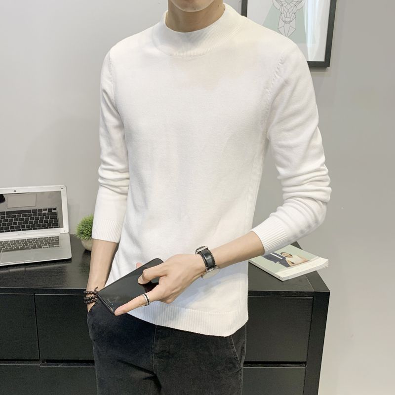 Autumn and Winter High Quality Men's Sweater Sweater Men's Pullover Half High Collar Soft and Warm Knitted Sweater