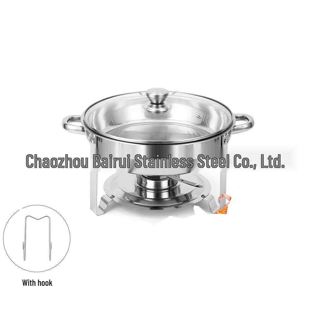 Small Round Stainless Steel Buffet Stove - Gold Alcohol Heater for Hotels and Restaurants
