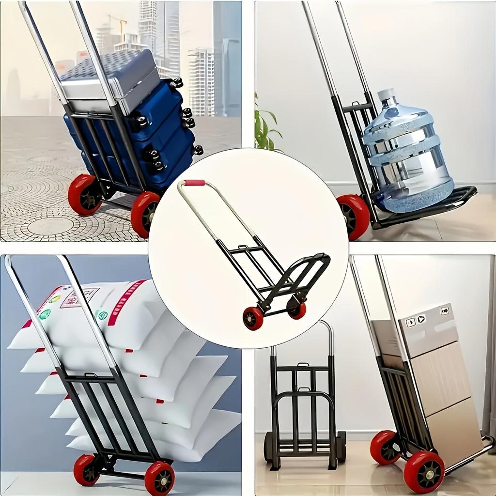 Folding Trolley with Retractable Handle, Sponge Handles - Ergonomic Design for Effortless Cargo Handling, Indoor/Outdoor Use, Versatile Mover