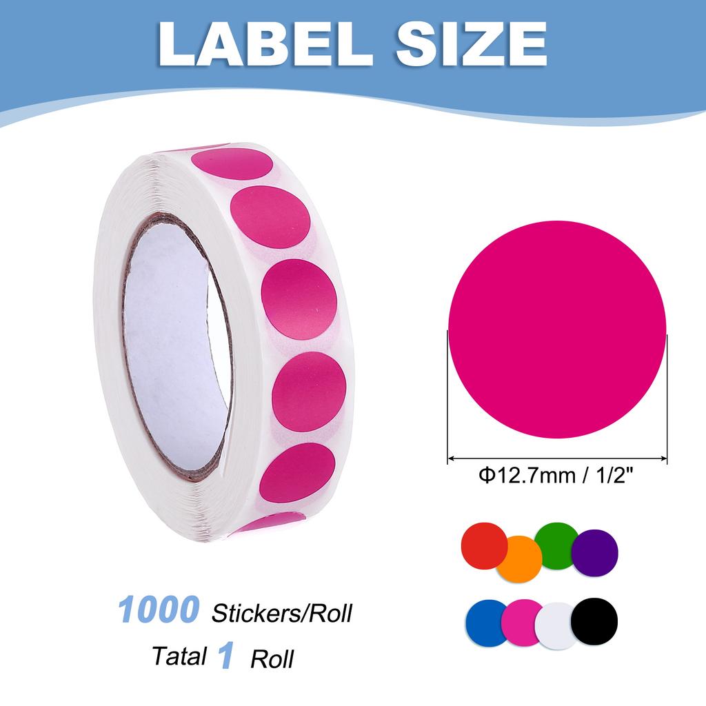 1000Pcs Colored Dot Stickers Color Coding Labels Blank Circle Stickers Adhesive Round Price Stickers for Office 12.7mm 19mm 25mm