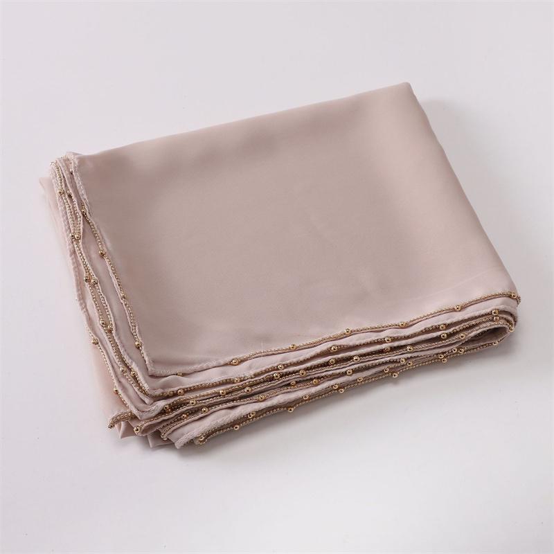 Fashion Necklace Chain Instant Bubble Chiffon Hijab Women Beach Summer Shawl Wrap Solid Muslim Stole Neck Snood 175*70Cm