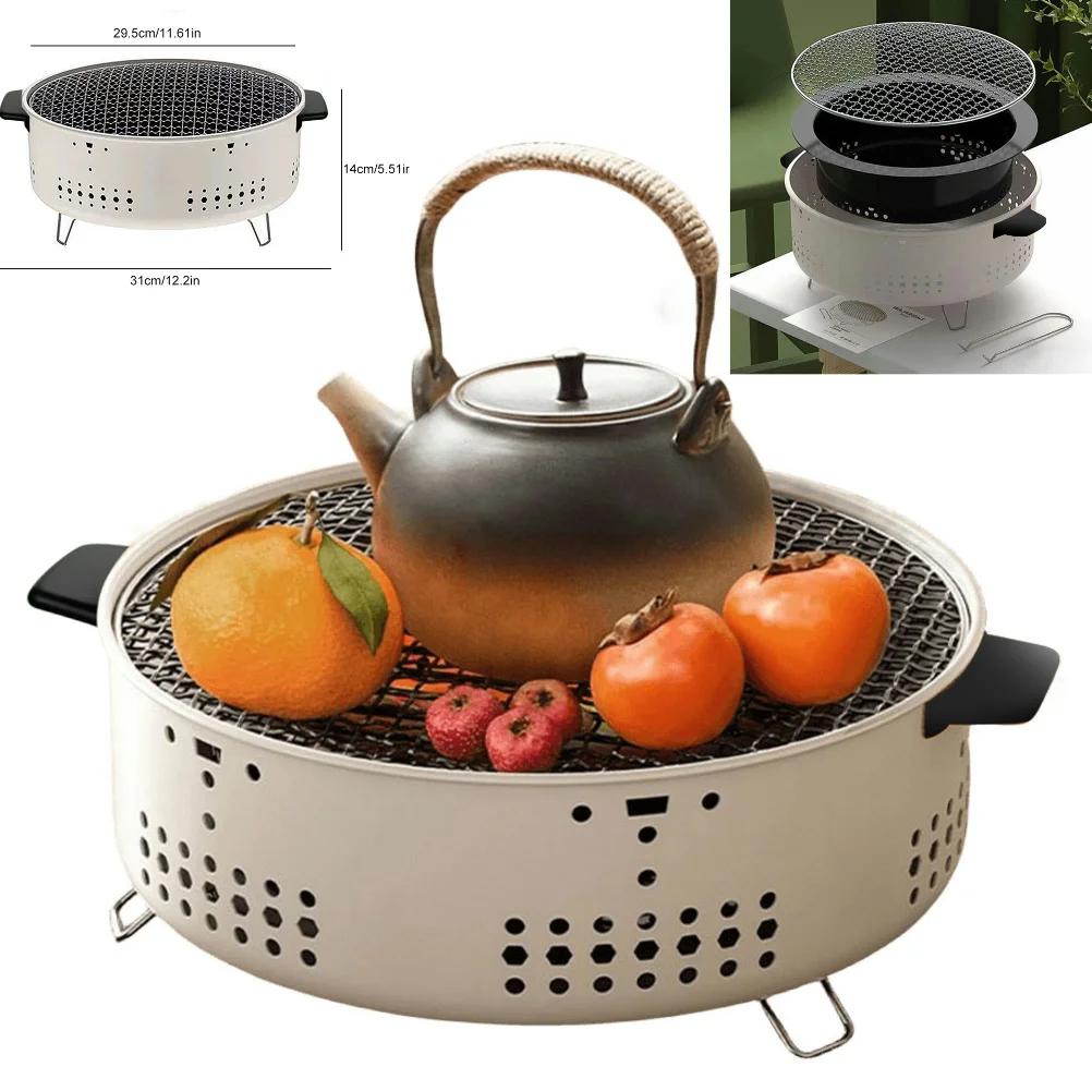 1Set Round Barbecue Stove Portable Charcoal Fire Stove Multifunctional Versatile Charcoal Oven for Outdoor Camping Picnic Travel