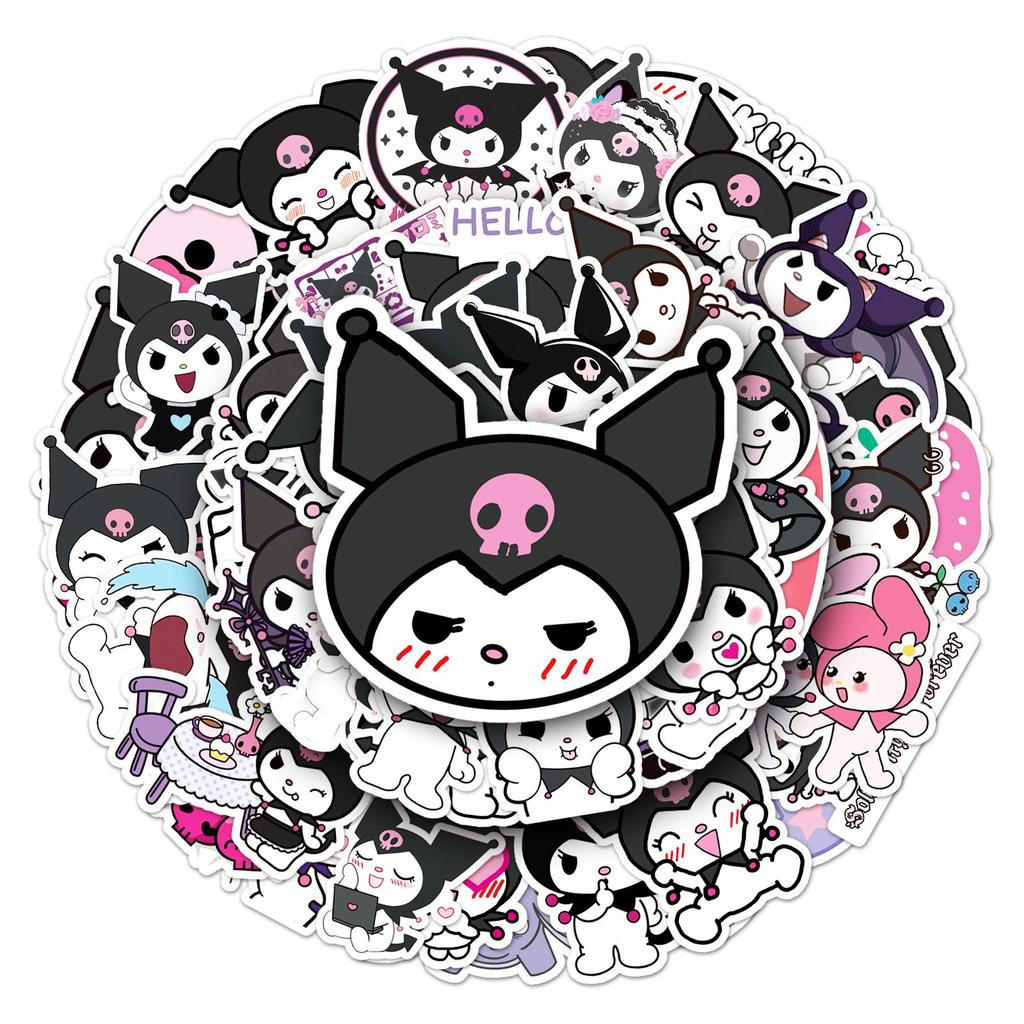 50 Anime Kuromi Cartoon Stickers for Journals, Suitcases, Cars, Fridges - Decorative and DIY Graffiti Set