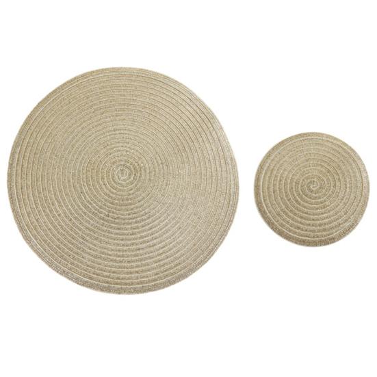 Talos Prägnanter, runder, geflochtener Tassenuntersetzer aus Leinen, wärmeisoliert, für Schüssel, Teller, Tischset