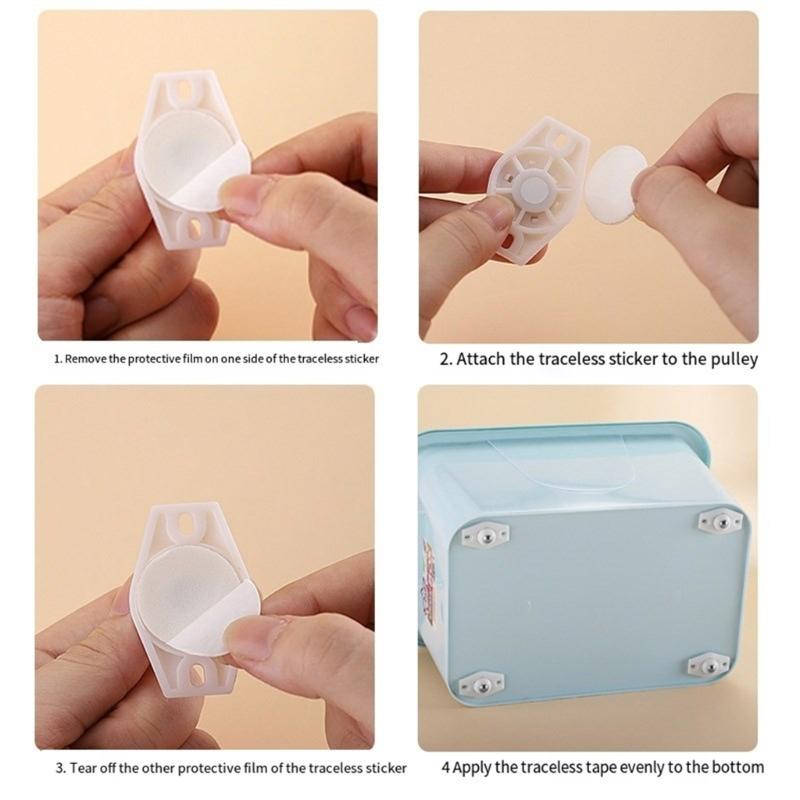 Practical Adhesive Caster Set 360 Degree Rotates Small Wheels Roller Casters Improve Mobilities for Cabinets & Shelves