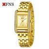 OFNS Elegant Women's Square Dial Watch: Simple Niche Bar Markers, Waterproof, Luxury Diamond Inlaid Quartz.