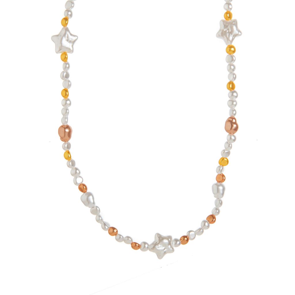 Personality Necklace Love Pearl Pendant Bracelet Collarbone Chain Necklace Electroplated 18K Gold Color Retention