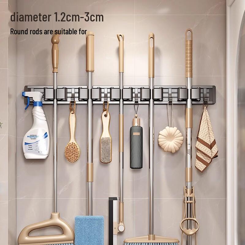 ZNMW No-Drill Wall Mounted Mop & Broom Holder