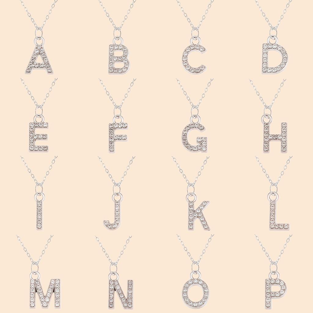 Shining Zircon A-Z Letter Pendant Necklace 26 Initial Alphabet Clavicle Chain For Women Valentine's Day Party Jewelry Gift
