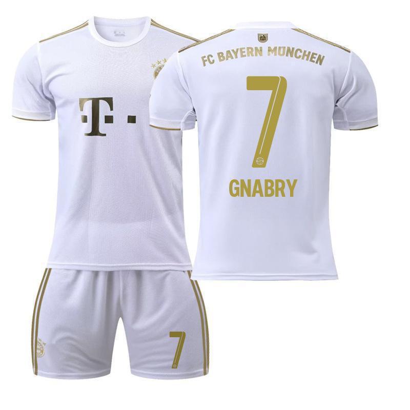 2223 Bayern Away White Nr. 17 Mane 4 Dericht 25 Muller Trikot Fußball Uniform Set Sportbekleidung