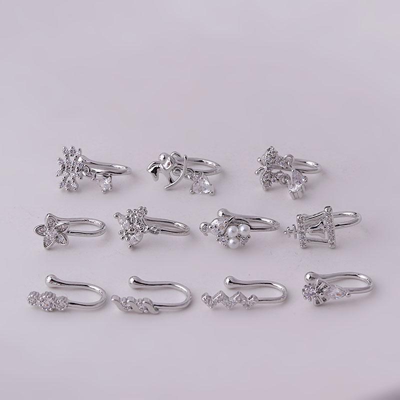 New Micro-paved Zircon Fake Nose Ring Clip - No Piercing Fashion Jewelry