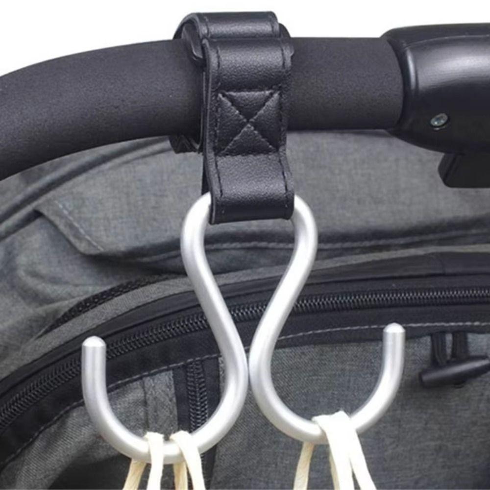 Multifunctional S Shape Baby Stroller Hooks PU Double Hook Hanging Hook Cartoon Cart Organizer Stroller Accessories Baby