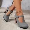 New Style High-heeled Women's Round-toe Thick-soled Shoes in Large Size