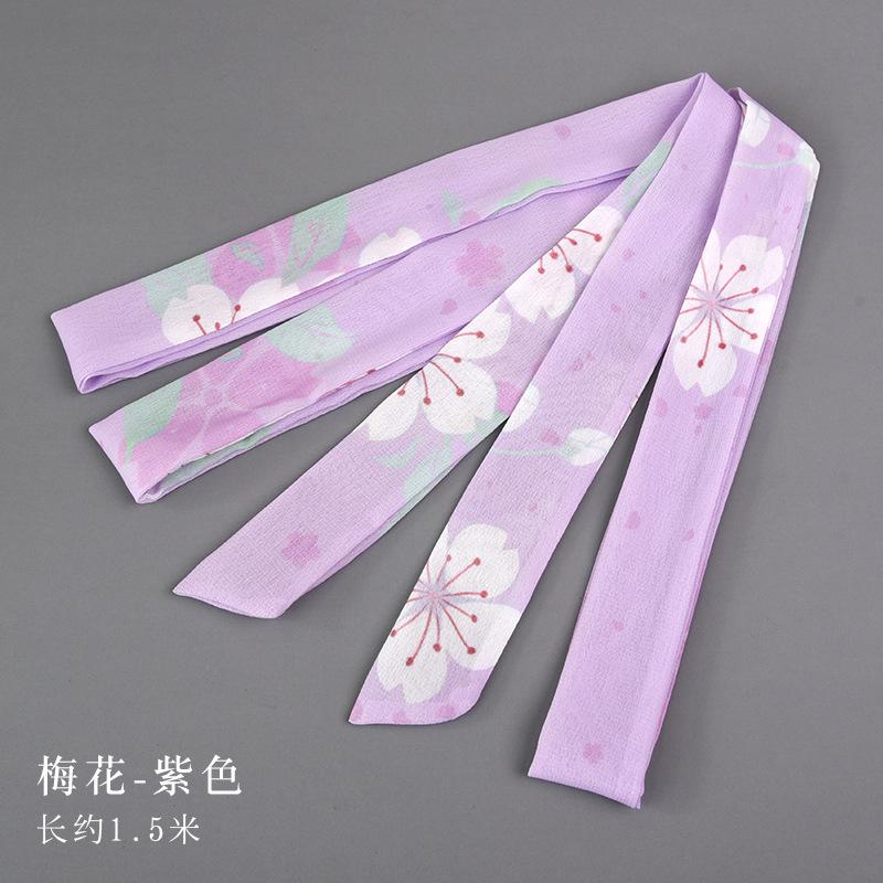 Chinese Style Headband Antique Hanfu Costume Headdress Chiffon Printing Traditional Hair Band Headwear for Women Ribbon HairRope