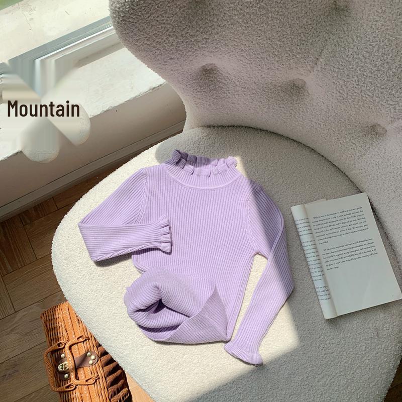 

Свитер из шерсти с оборками для девочек - Осень/Зима 2025 Теплый вязаный топ для детей и младенцев 140cm