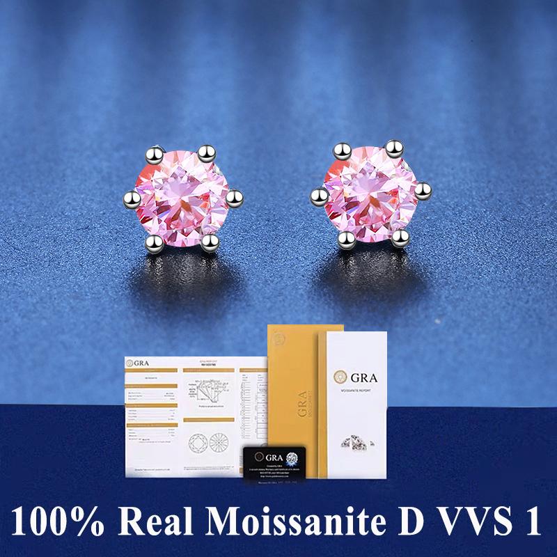 D VVS1 Moissanite Stud Earrings For Women Pass Diamond Tester Pen S925 Platinum Plating Moissanita With 2 GRA Certificates