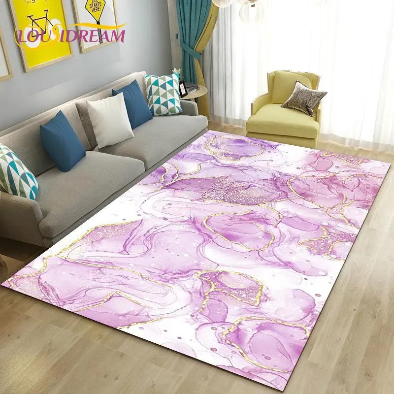 Colour Blue Gold White Marble Area Rug Large,Carpet Rug for Living Room Bedroom Sofa Doormat Decoration,kids Non-slip Floor Mat