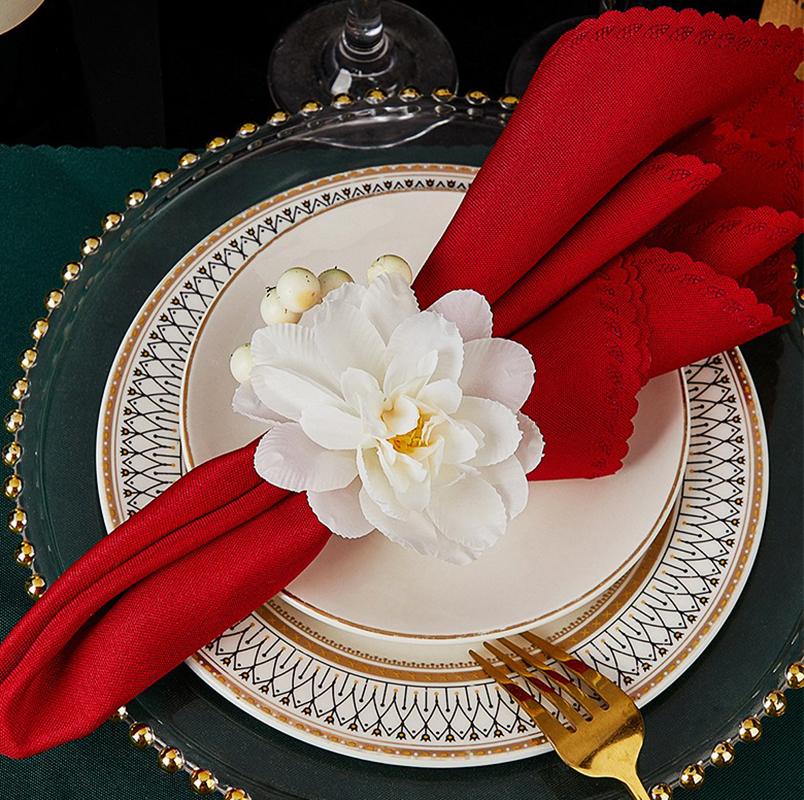 1pcs Flower Napkin Rings Red Rose Towel Buckle for Wedding Party Valentines Day Home Table Decoration Birthday Napkin Holder